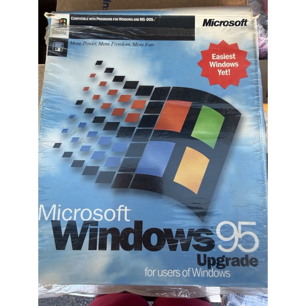 Brand New Vintage Microsoft Windows 95 (654-00212) floppy Version Sealed Broken